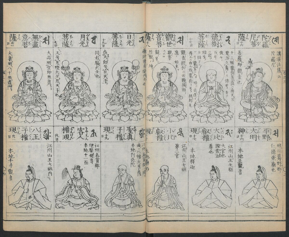 Buddhist Figures and Their Attributes (Zōho shoshū Butsuzō zui) 増補諸宗 佛像図彙, Kino Shūshin 紀秀信 (Japanese, active 1783), Set of five volumes; ink on paper, Japan