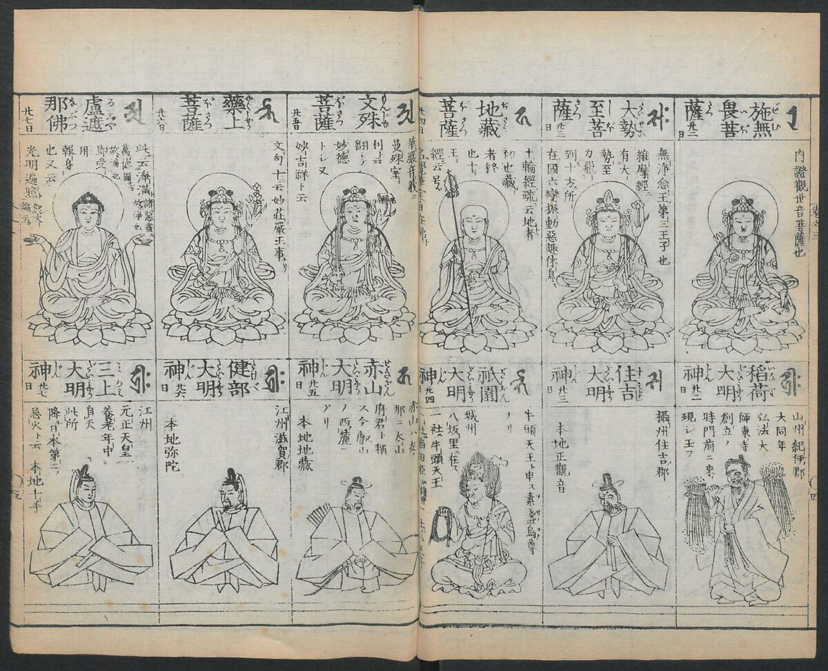 Buddhist Figures and Their Attributes (Zōho shoshū Butsuzō zui) 増補諸宗 佛像図彙, Kino Shūshin 紀秀信 (Japanese, active 1783), Set of five volumes; ink on paper, Japan
