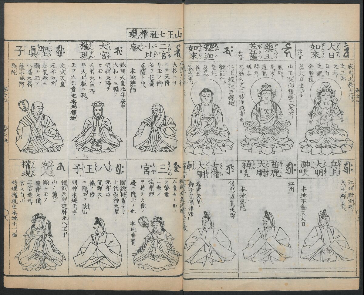 Buddhist Figures and Their Attributes (Zōho shoshū Butsuzō zui) 増補諸宗 佛像図彙, Kino Shūshin 紀秀信 (Japanese, active 1783), Set of five volumes; ink on paper, Japan