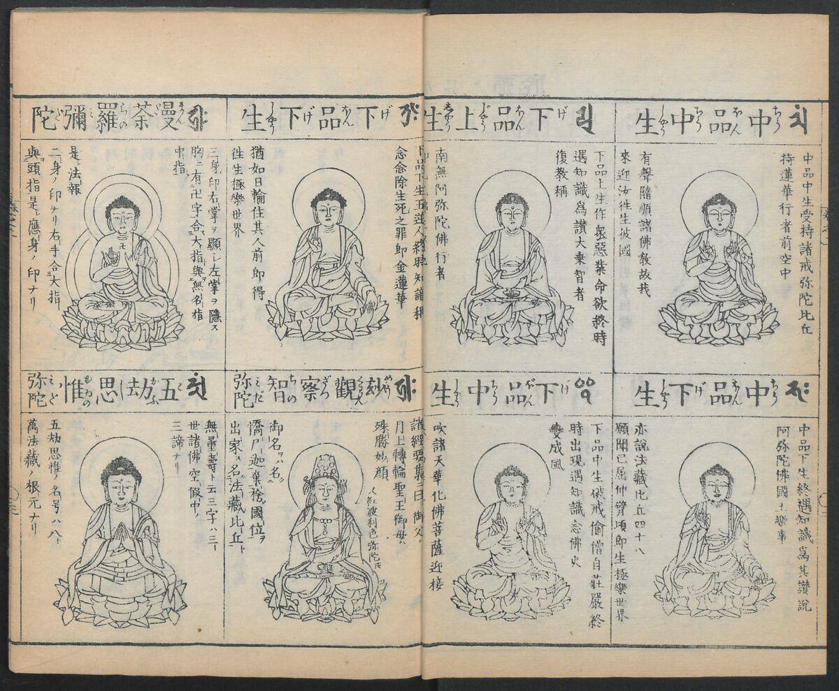 Buddhist Figures and Their Attributes (Zōho shoshū Butsuzō zui) 増補諸宗 佛像図彙, Kino Shūshin 紀秀信 (Japanese, active 1783), Set of five volumes; ink on paper, Japan