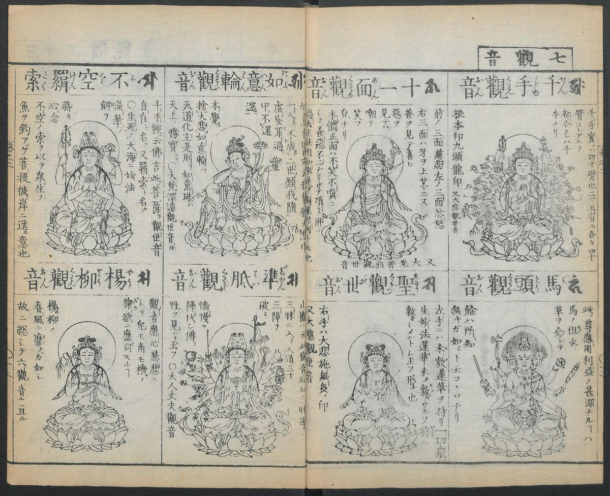 Buddhist Figures and Their Attributes (Zōho shoshū Butsuzō zui) 増補諸宗 佛像図彙, Kino Shūshin 紀秀信 (Japanese, active 1783), Set of five volumes; ink on paper, Japan