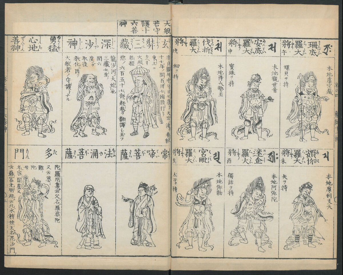 Buddhist Figures and Their Attributes (Zōho shoshū Butsuzō zui) 増補諸宗 佛像図彙, Kino Shūshin 紀秀信 (Japanese, active 1783), Set of five volumes; ink on paper, Japan 