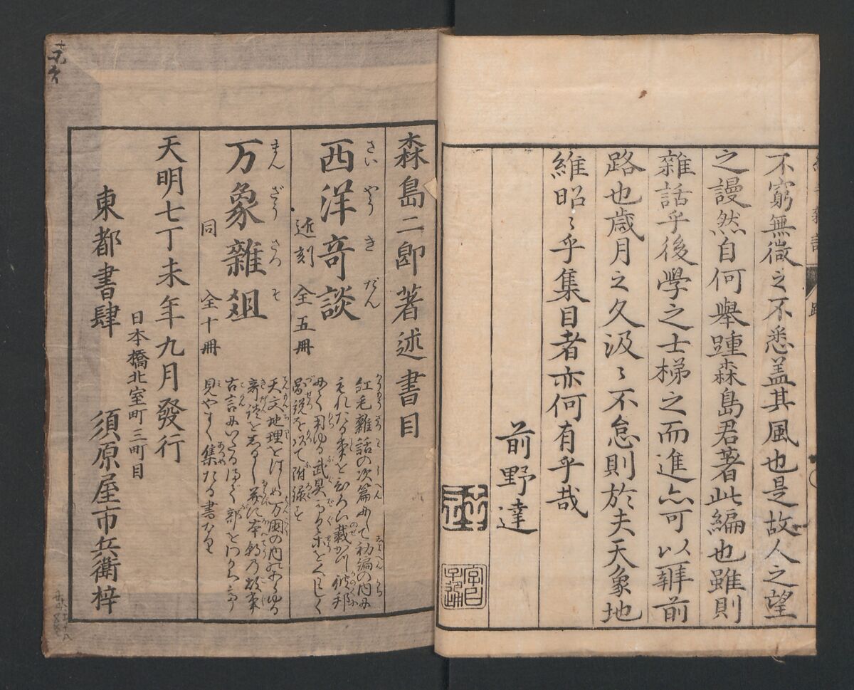 Encyclopedia of Western Art (Kōmō zatsuwa) 紅毛雑話, Morishima Chūryō 森島中 (Japanese, 1754–1810), Ink on paper, Japan