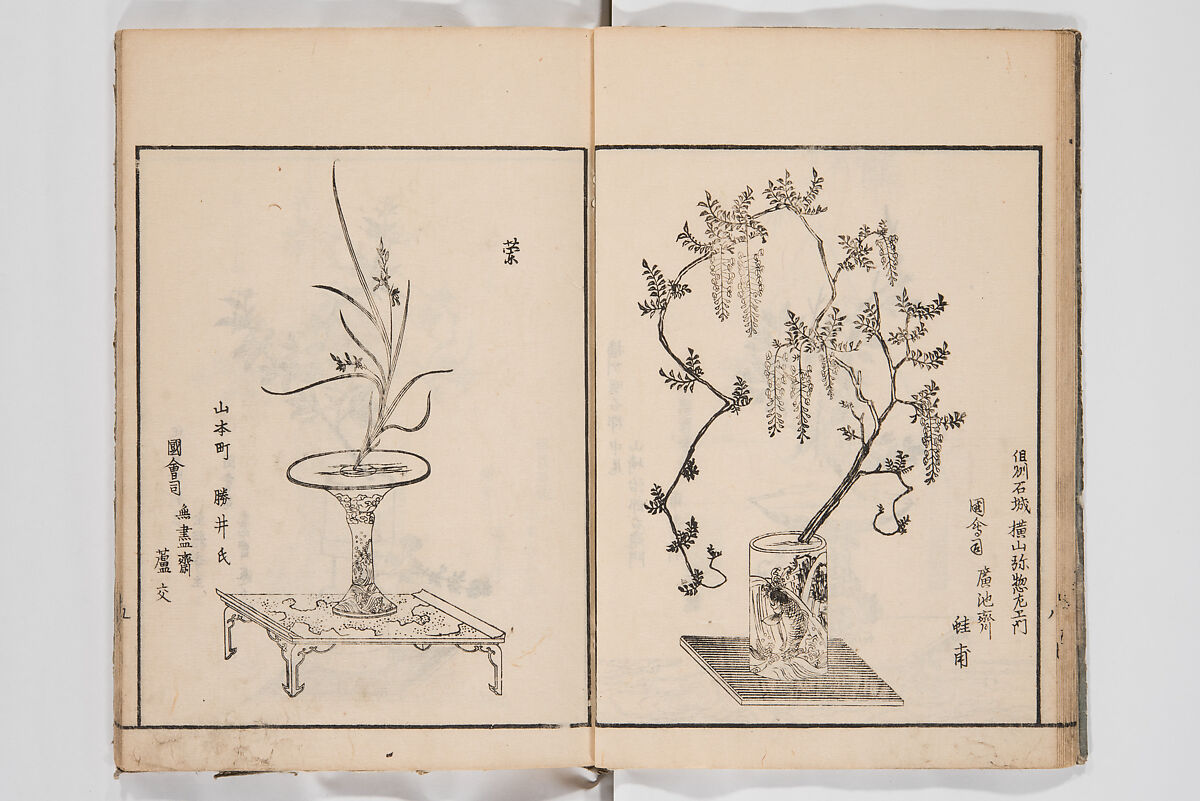 Illustrated Book of Floral Arrangements in the Mishō Style, Mishōsai Kōho (Japanese, 1791–1861), Monochrome woodblock printed book, Japan