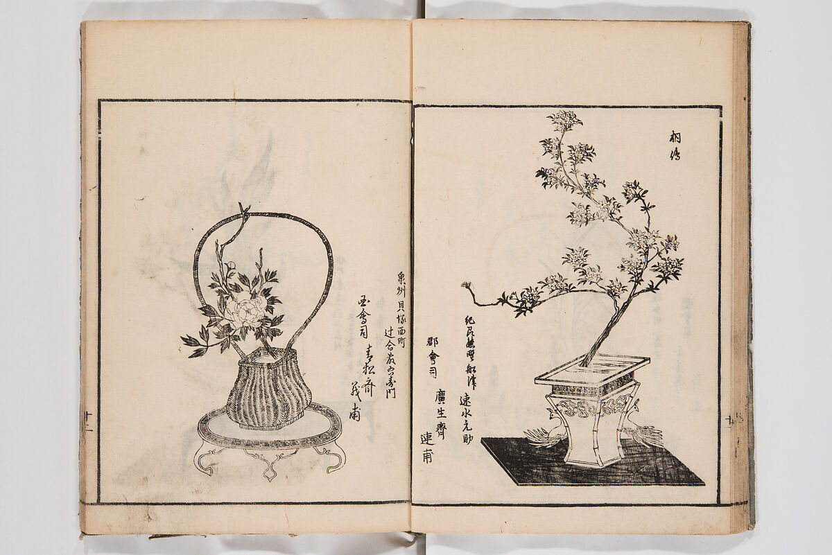 Illustrated Book of Floral Arrangements in the Mishō Style, Mishōsai Kōho (Japanese, 1791–1861), Monochrome woodblock printed book, Japan