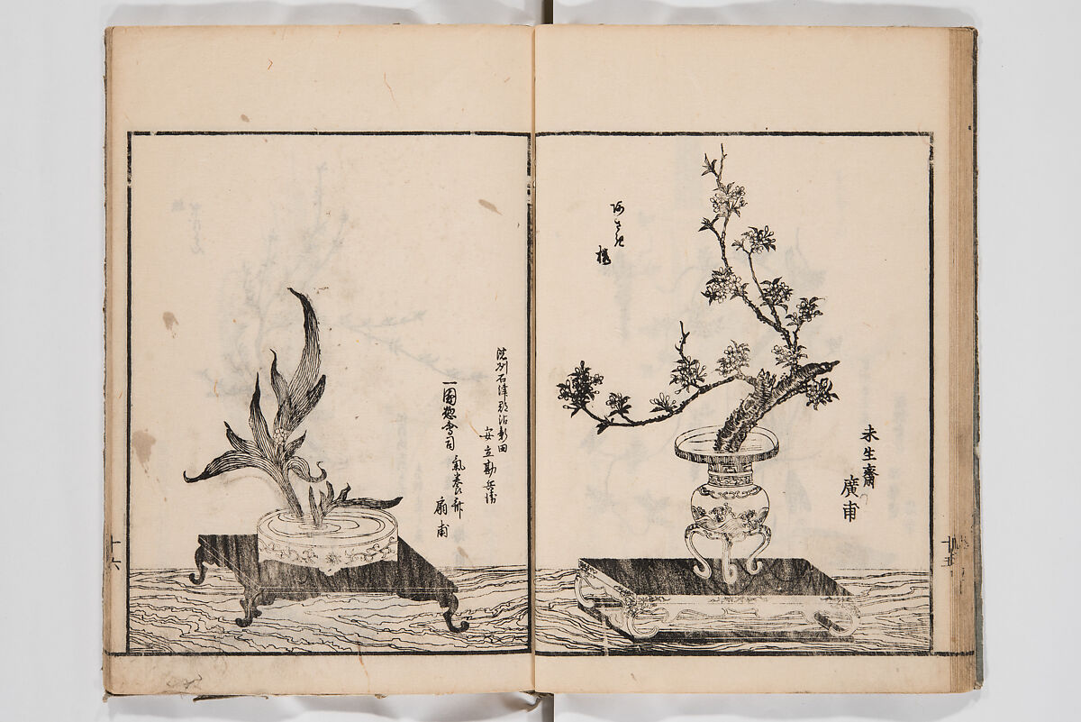 Illustrated Book of Floral Arrangements in the Mishō Style, Mishōsai Kōho (Japanese, 1791–1861), Monochrome woodblock printed book, Japan