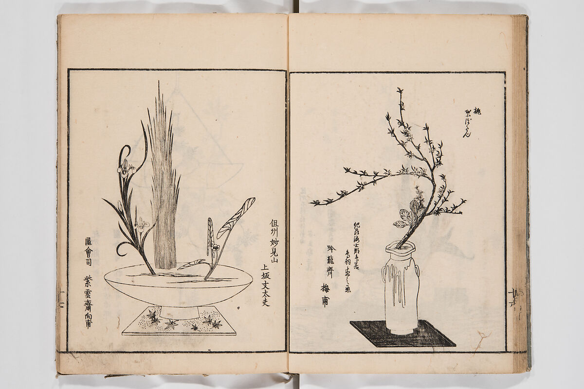 Illustrated Book of Floral Arrangements in the Mishō Style, Mishōsai Kōho (Japanese, 1791–1861), Monochrome woodblock printed book, Japan