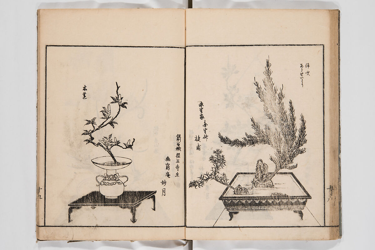 Illustrated Book of Floral Arrangements in the Mishō Style, Mishōsai Kōho (Japanese, 1791–1861), Monochrome woodblock printed book, Japan