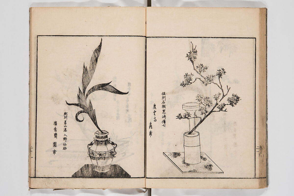 Illustrated Book of Floral Arrangements in the Mishō Style, Mishōsai Kōho (Japanese, 1791–1861), Monochrome woodblock printed book, Japan