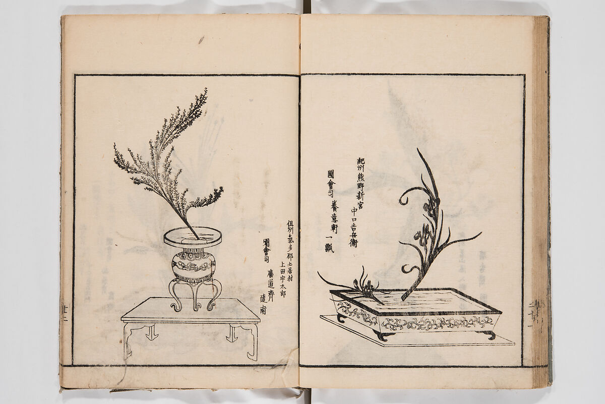 Illustrated Book of Floral Arrangements in the Mishō Style, Mishōsai Kōho (Japanese, 1791–1861), Monochrome woodblock printed book, Japan