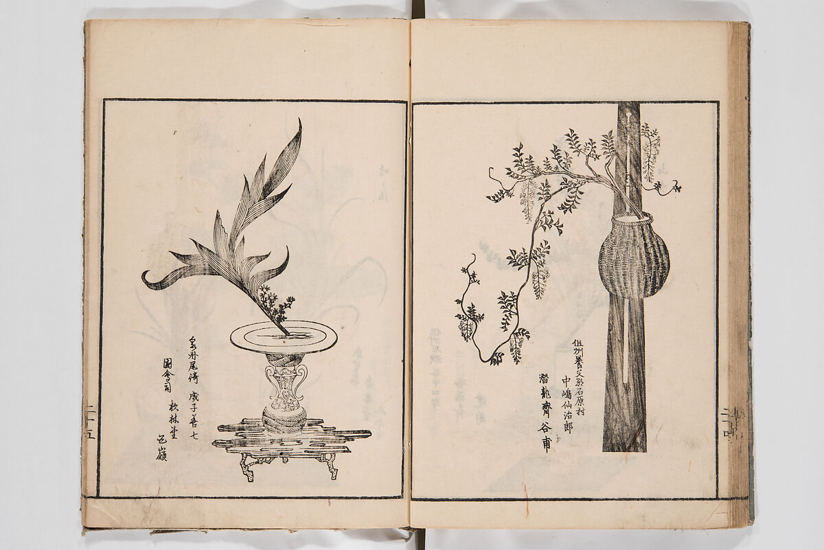Illustrated Book of Floral Arrangements in the Mishō Style, Mishōsai Kōho (Japanese, 1791–1861), Monochrome woodblock printed book, Japan