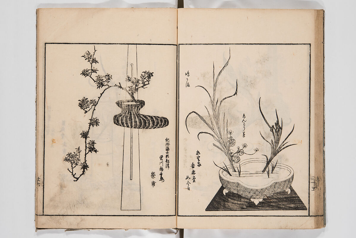 Illustrated Book of Floral Arrangements in the Mishō Style, Mishōsai Kōho (Japanese, 1791–1861), Monochrome woodblock printed book, Japan