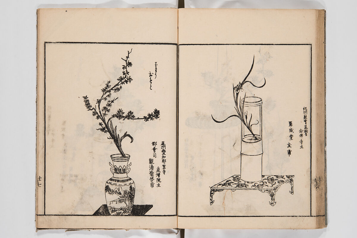Illustrated Book of Floral Arrangements in the Mishō Style, Mishōsai Kōho (Japanese, 1791–1861), Monochrome woodblock printed book, Japan