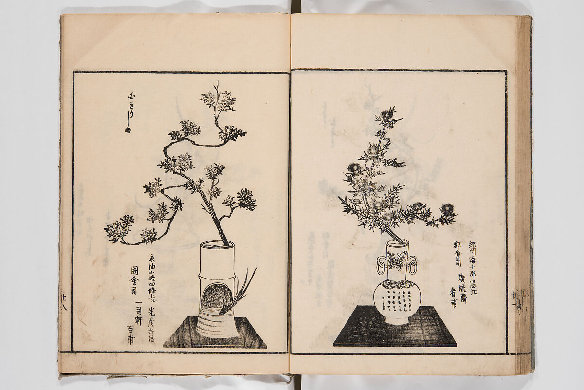 Illustrated Book of Floral Arrangements in the Mishō Style, Mishōsai Kōho (Japanese, 1791–1861), Monochrome woodblock printed book, Japan