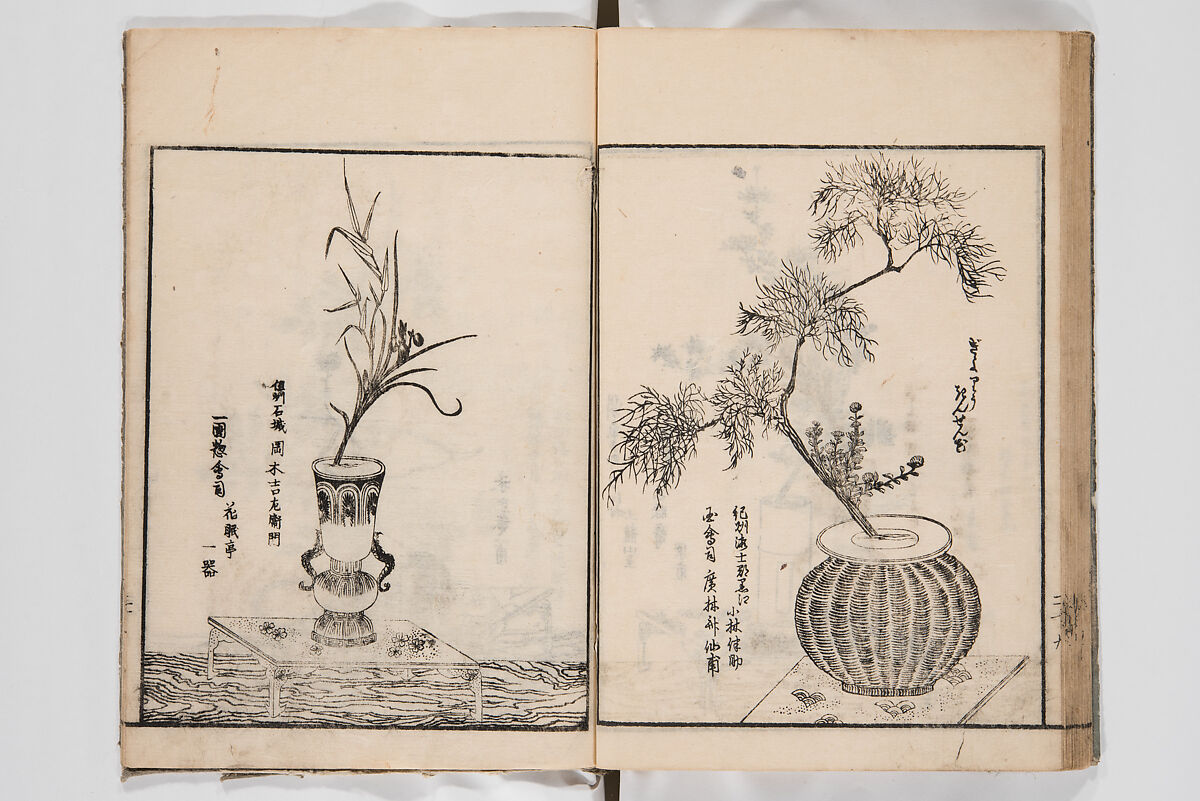 Illustrated Book of Floral Arrangements in the Mishō Style, Mishōsai Kōho (Japanese, 1791–1861), Monochrome woodblock printed book, Japan