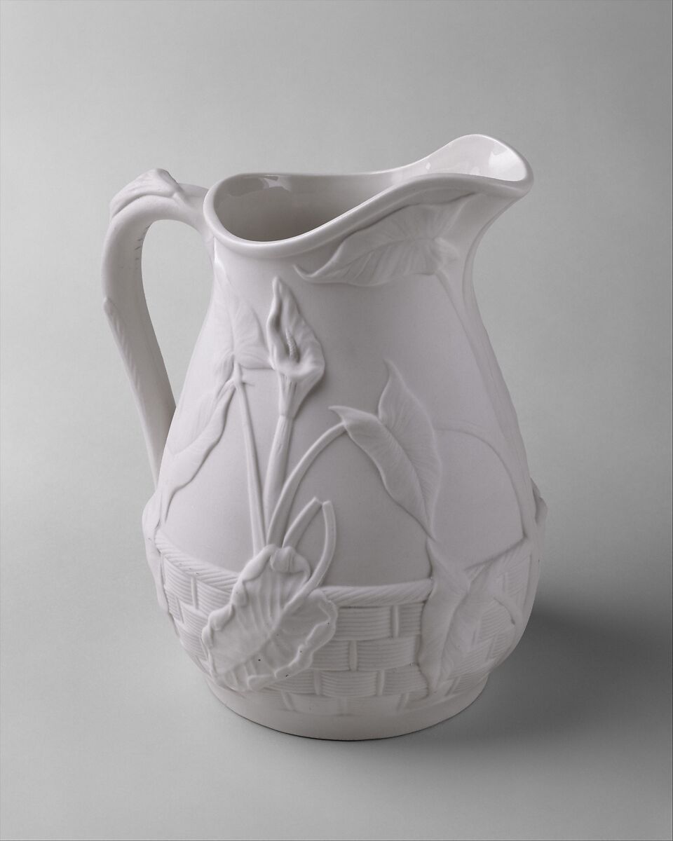 Pitcher, Dallas Pottery (1865–82), Porcelain, American 