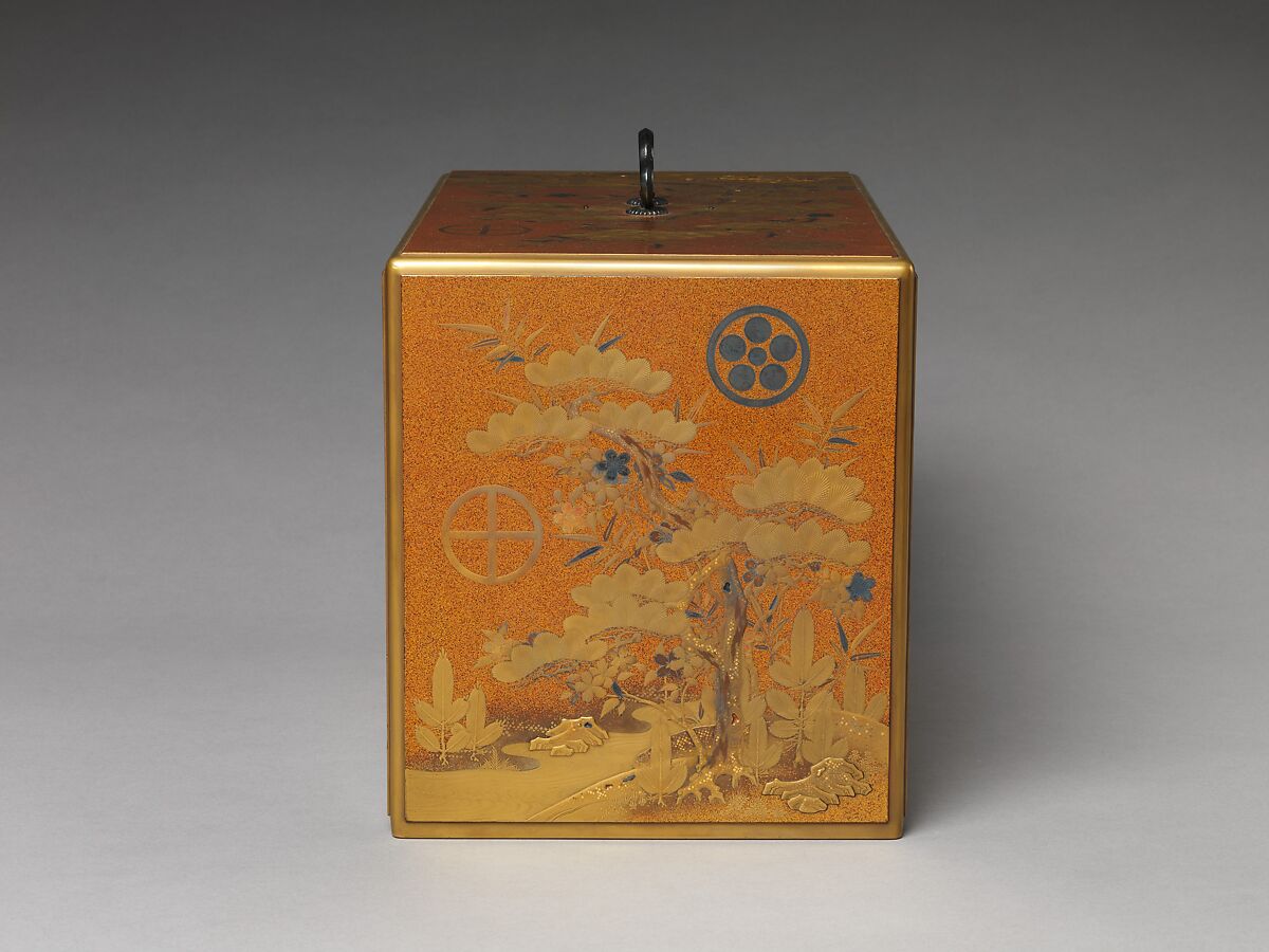 Cabinet with Design of Pine, Bamboo, and Cherry Blossom, Sprinkled gold on lacquer (maki-e), Japan