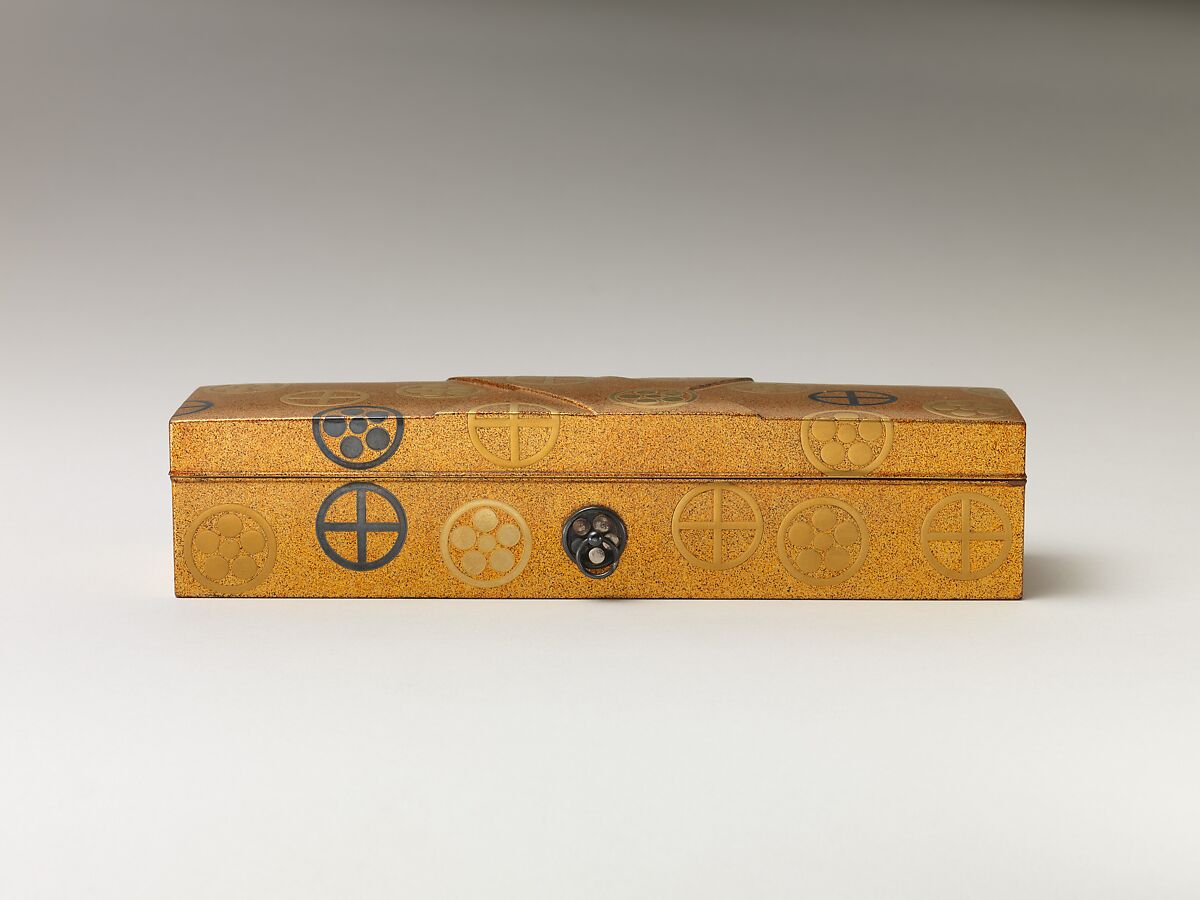 Covered Box with Design of Pine, Bamboo, and Cherry Blossom, Sprinkled gold on lacquer (maki-e), Japan