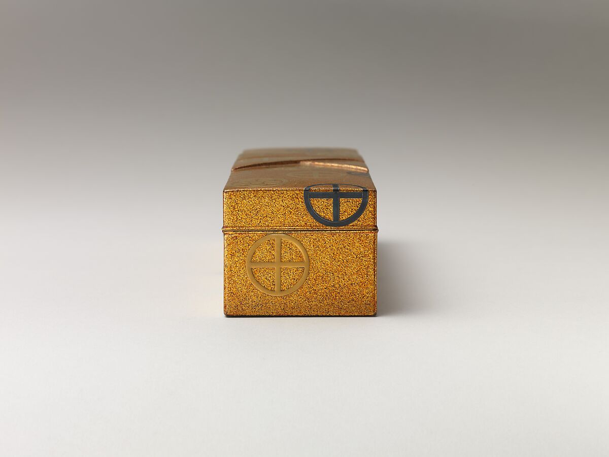Covered Box with Design of Pine, Bamboo, and Cherry Blossom, Sprinkled gold on lacquer (maki-e), Japan