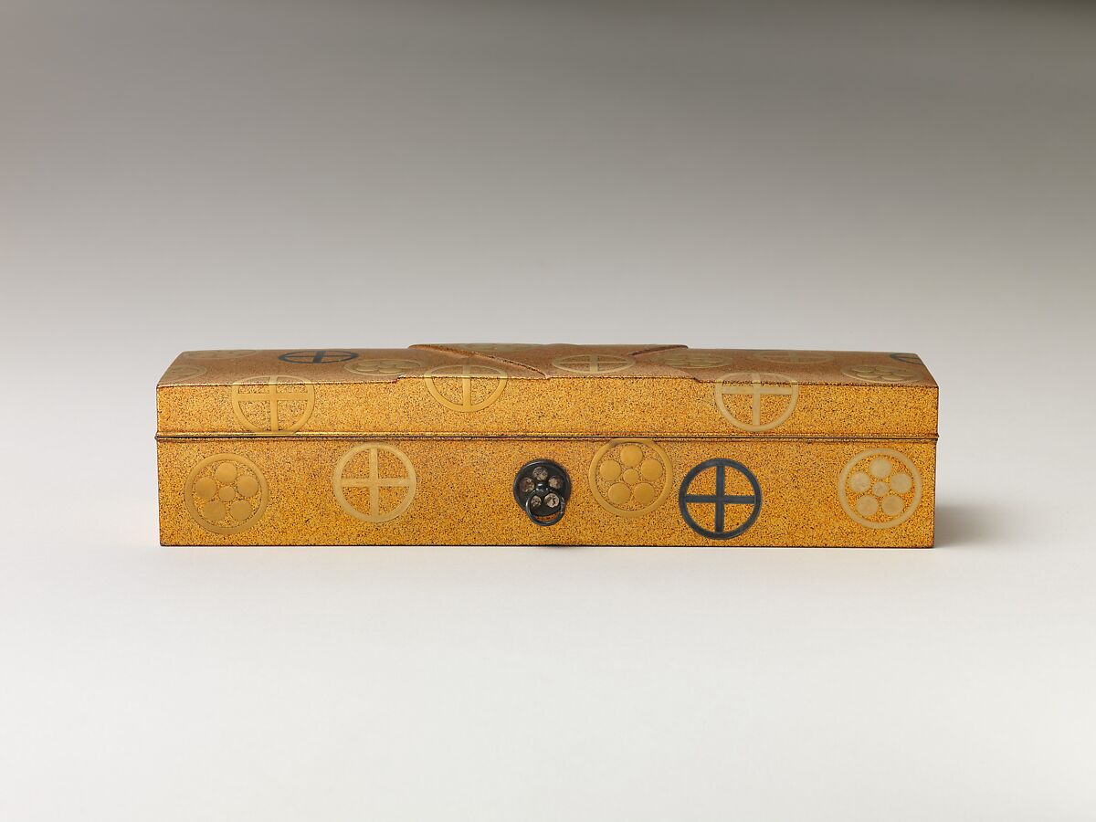 Covered Box with Design of Pine, Bamboo, and Cherry Blossom, Sprinkled gold on lacquer (maki-e), Japan