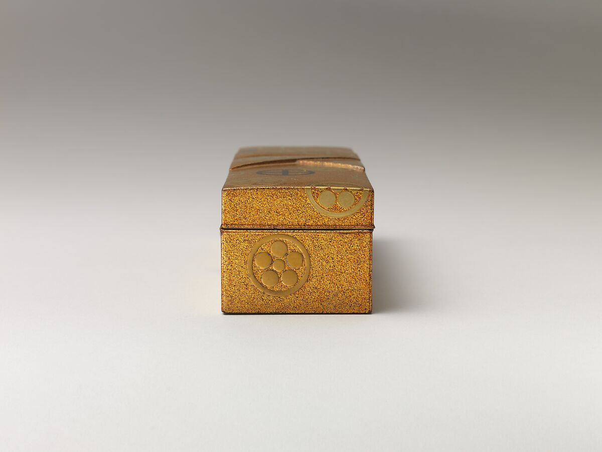 Covered Box with Design of Pine, Bamboo, and Cherry Blossom, Sprinkled gold on lacquer (maki-e), Japan