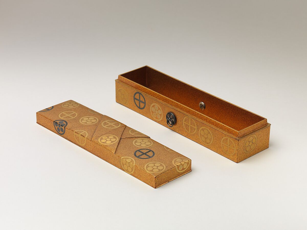 Covered Box with Design of Pine, Bamboo, and Cherry Blossom, Sprinkled gold on lacquer (maki-e), Japan