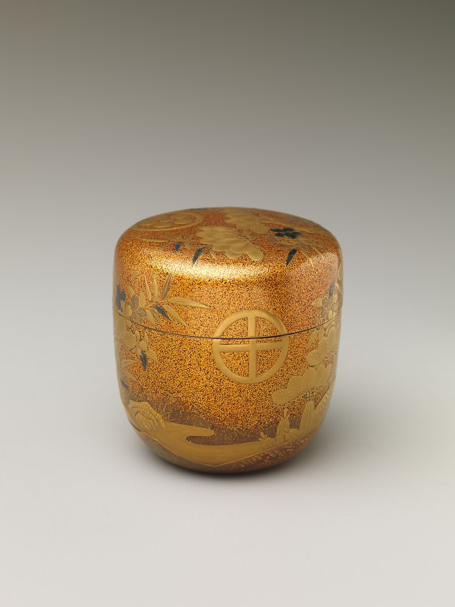 Box with Design of Pine, Bamboo, and Cherry Blossom, Sprinkled gold on lacquer (maki-e), Japan