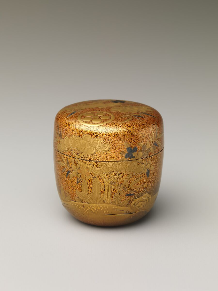 Box with Design of Pine, Bamboo, and Cherry Blossom, Sprinkled gold on lacquer (maki-e), Japan