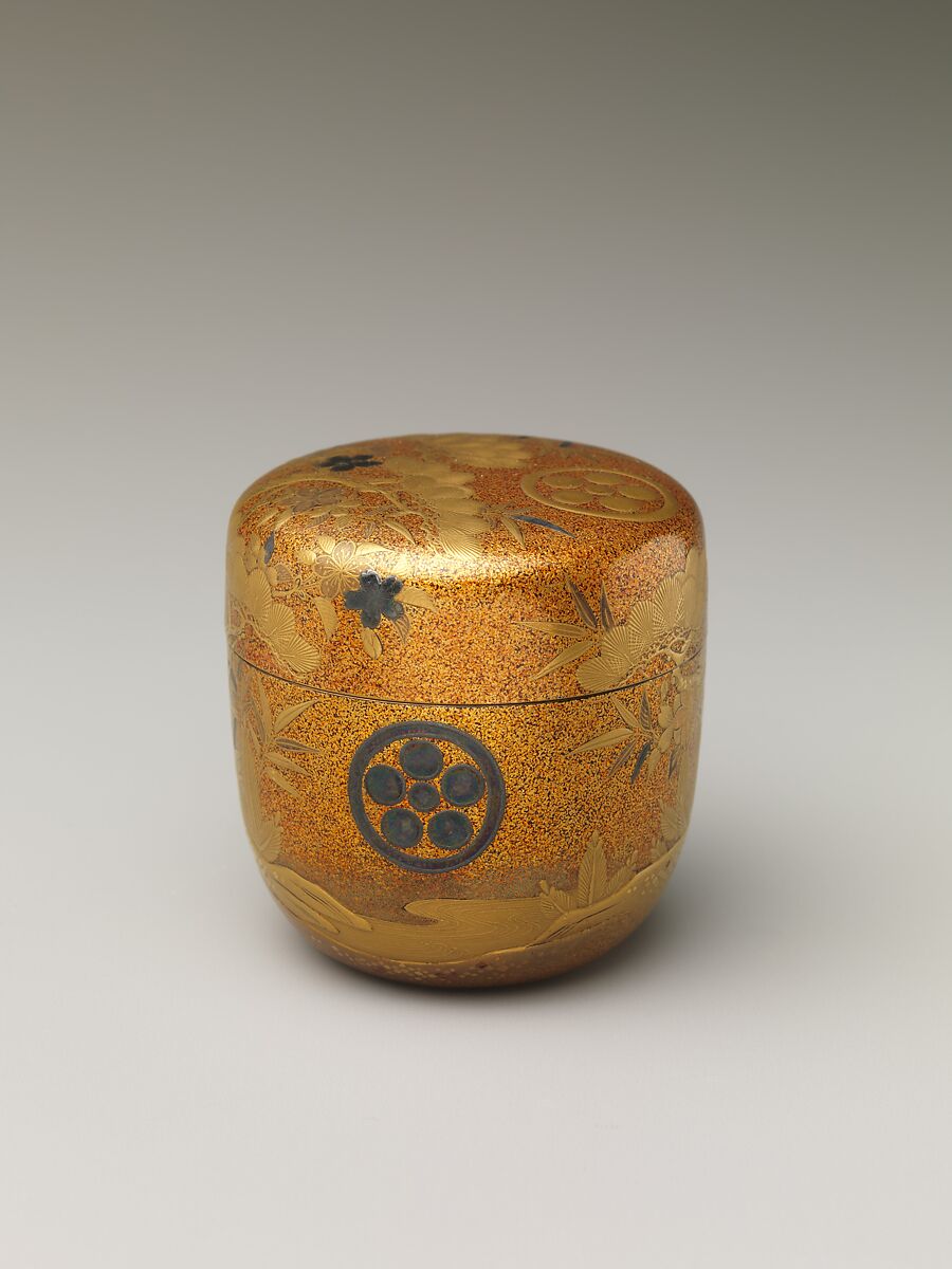 Box with Design of Pine, Bamboo, and Cherry Blossom, Sprinkled gold on lacquer (maki-e), Japan