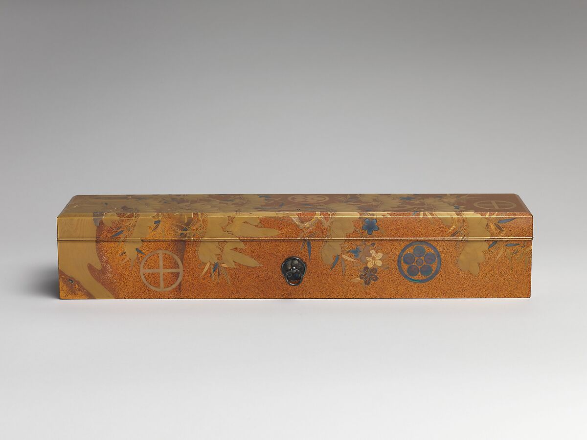 Box with Design of Pine, Bamboo, and Cherry Blossom, Sprinkled gold on lacquer (maki-e), Japan