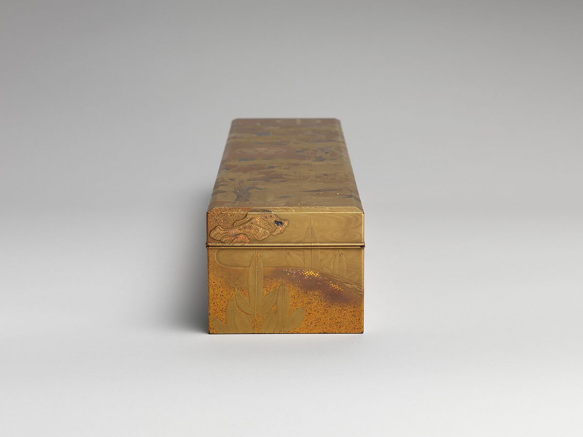 Box with Design of Pine, Bamboo, and Cherry Blossom, Sprinkled gold on lacquer (maki-e), Japan