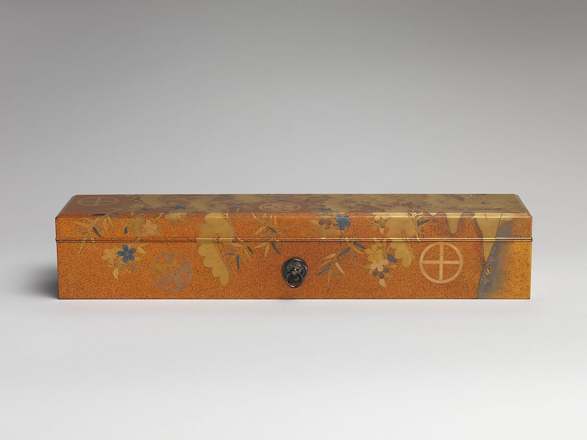 Box with Design of Pine, Bamboo, and Cherry Blossom, Sprinkled gold on lacquer (maki-e), Japan