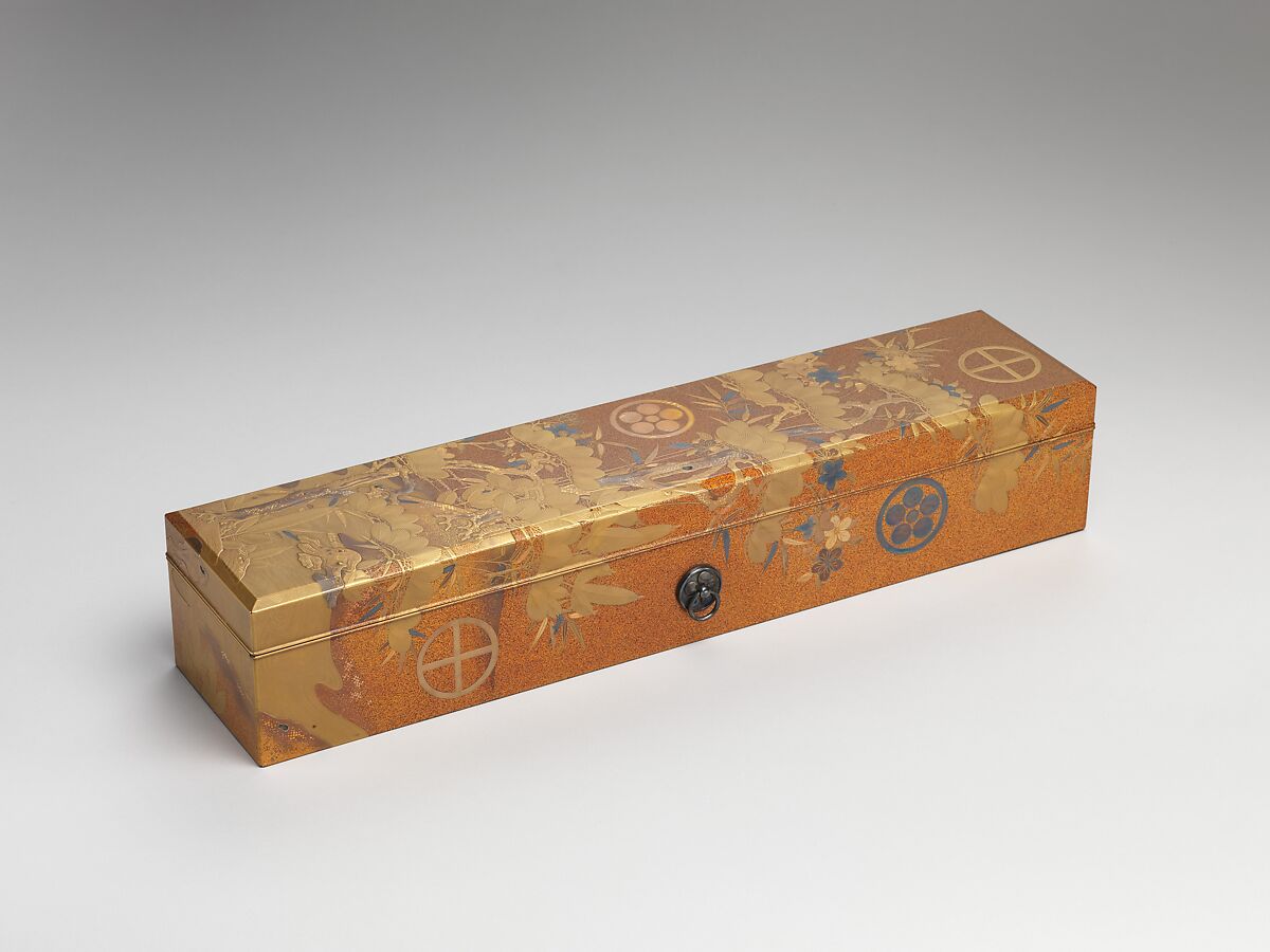 Box with Design of Pine, Bamboo, and Cherry Blossom, Sprinkled gold on lacquer (maki-e), Japan 