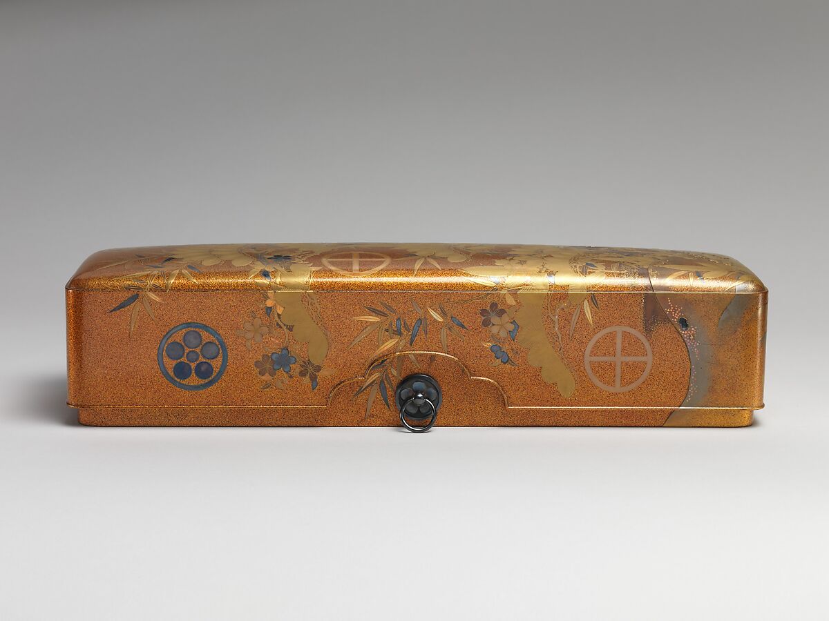 Box with Design of Pine, Bamboo, and Cherry Blossom, Sprinkled gold on lacquer (maki-e), Japan