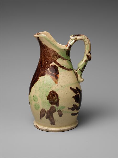 Pitcher, J. Eberly and Company, Earthenware with slip decoration, American 