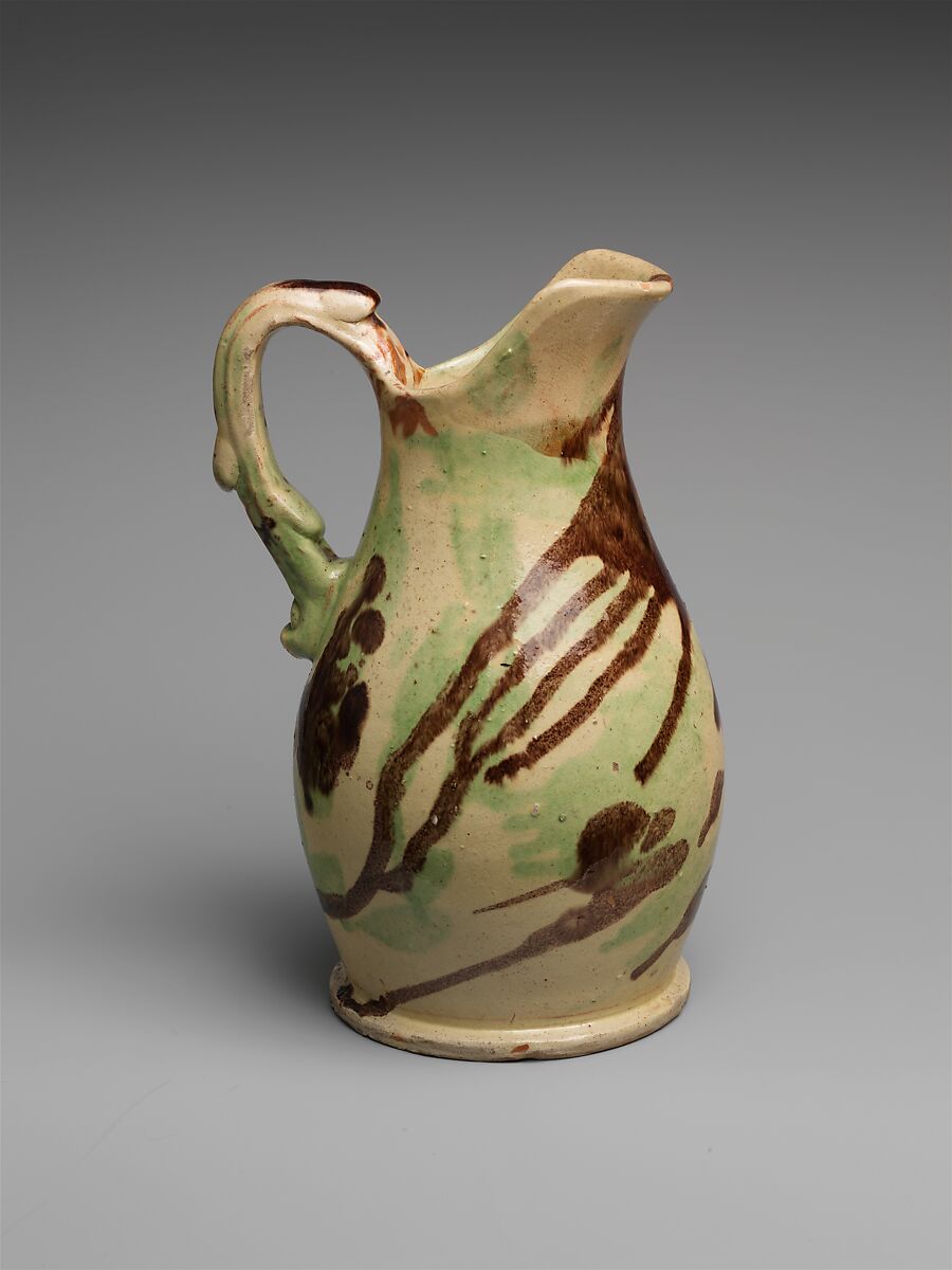Pitcher, J. Eberly and Company, Earthenware with slip decoration, American