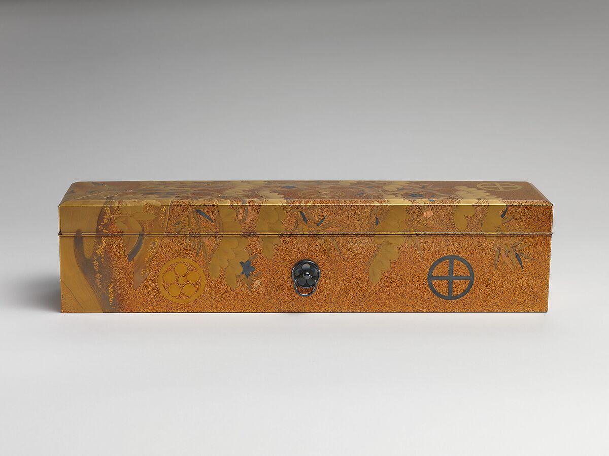 Box with Design of Pine, Bamboo, and Cherry Blossom, Sprinkled gold on lacquer (maki-e), Japan