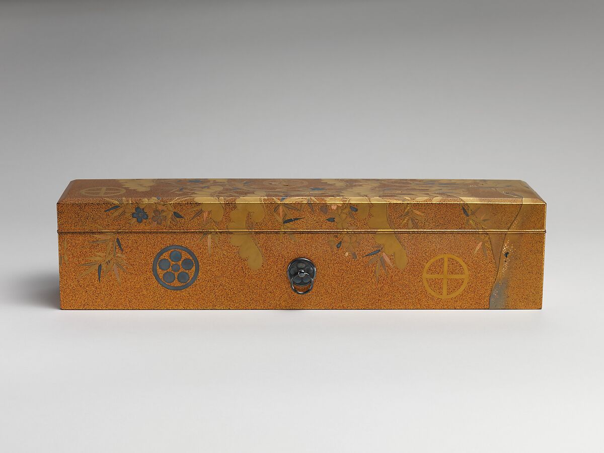 Box with Design of Pine, Bamboo, and Cherry Blossom, Sprinkled gold on lacquer (maki-e), Japan