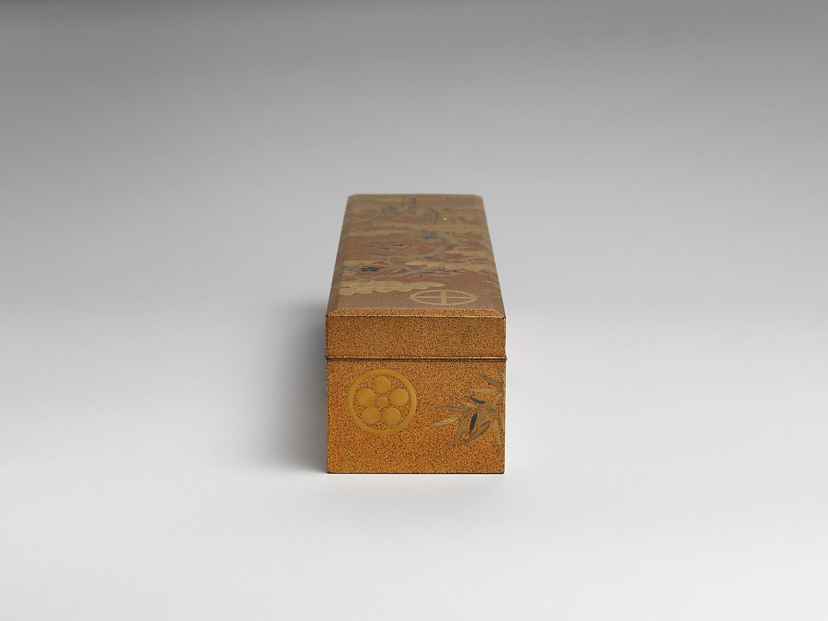 Box with Design of Pine, Bamboo, and Cherry Blossom, Sprinkled gold on lacquer (maki-e), Japan