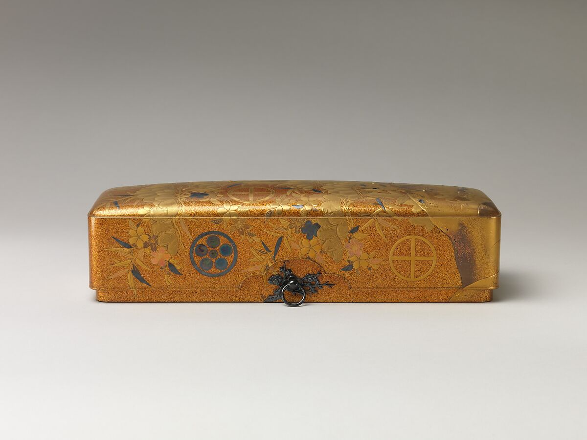 Box with Design of Pine, Bamboo, and Cherry Blossom, Sprinkled gold on lacquer (maki-e), Japan
