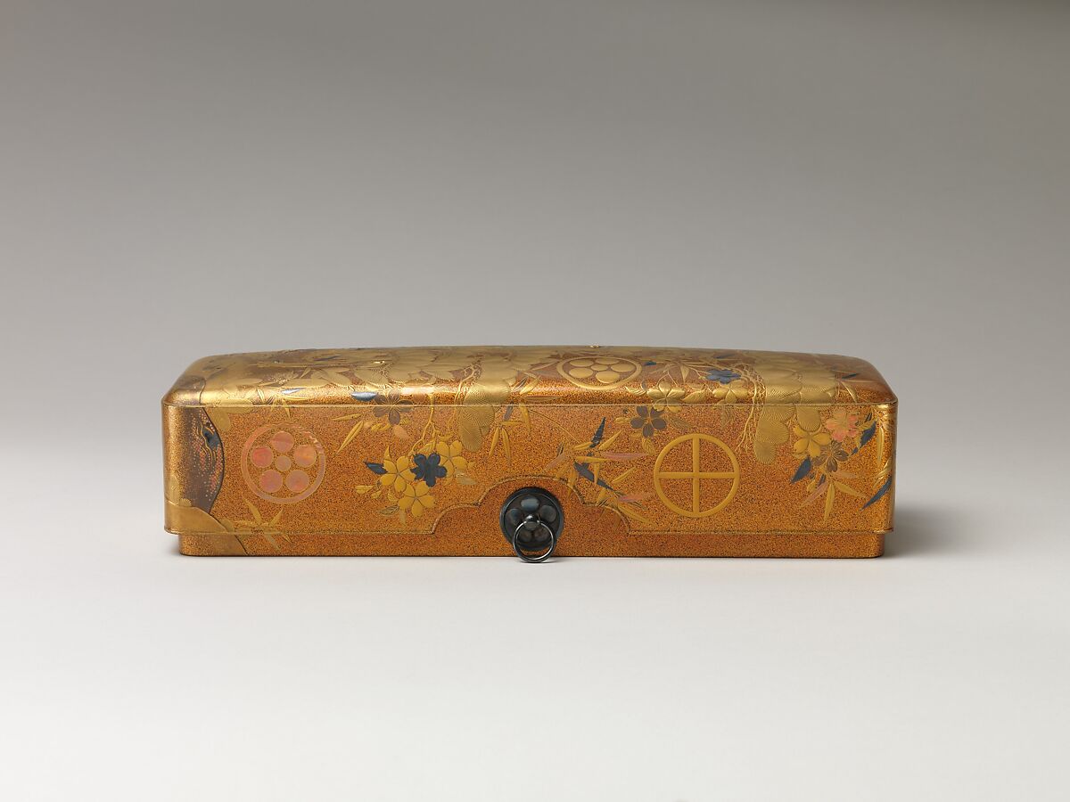 Box with Design of Pine, Bamboo, and Cherry Blossom, Sprinkled gold on lacquer (maki-e), Japan
