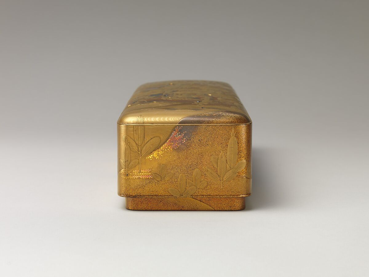 Box with Design of Pine, Bamboo, and Cherry Blossom, Sprinkled gold on lacquer (maki-e), Japan