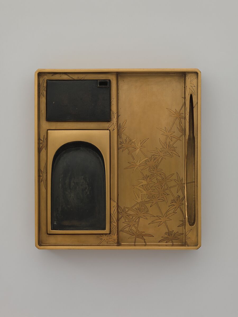 Writing Box, Formerly Attributed to Ogata Kōrin (Japanese, 1658–1716), Lacquer with pewter and gold, Japan