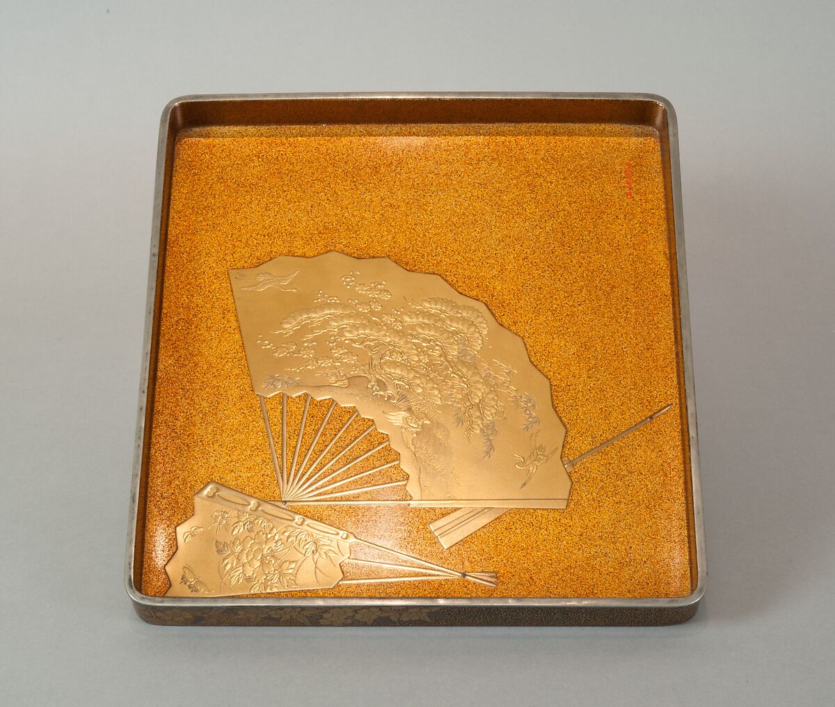 Writing Box with Yellow Rose Flowers and Rushing Stream, Black lacquer with gold and silver takamaki-e, hiramaki-e, togidashimaki-e and cutout gold foil application, Japan
