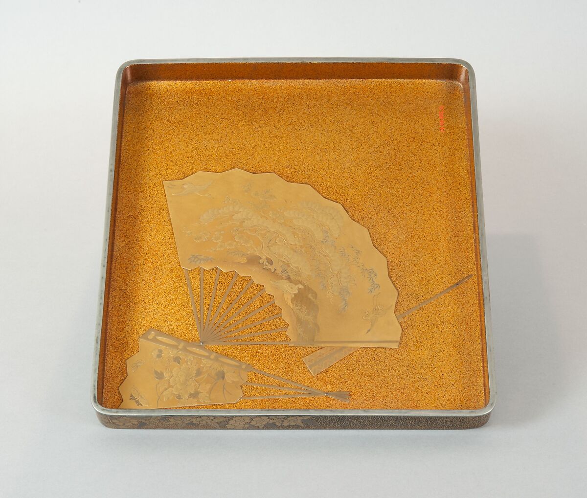 Writing Box with Yellow Rose Flowers and Rushing Stream, Black lacquer with gold and silver takamaki-e, hiramaki-e, togidashimaki-e and cutout gold foil application, Japan