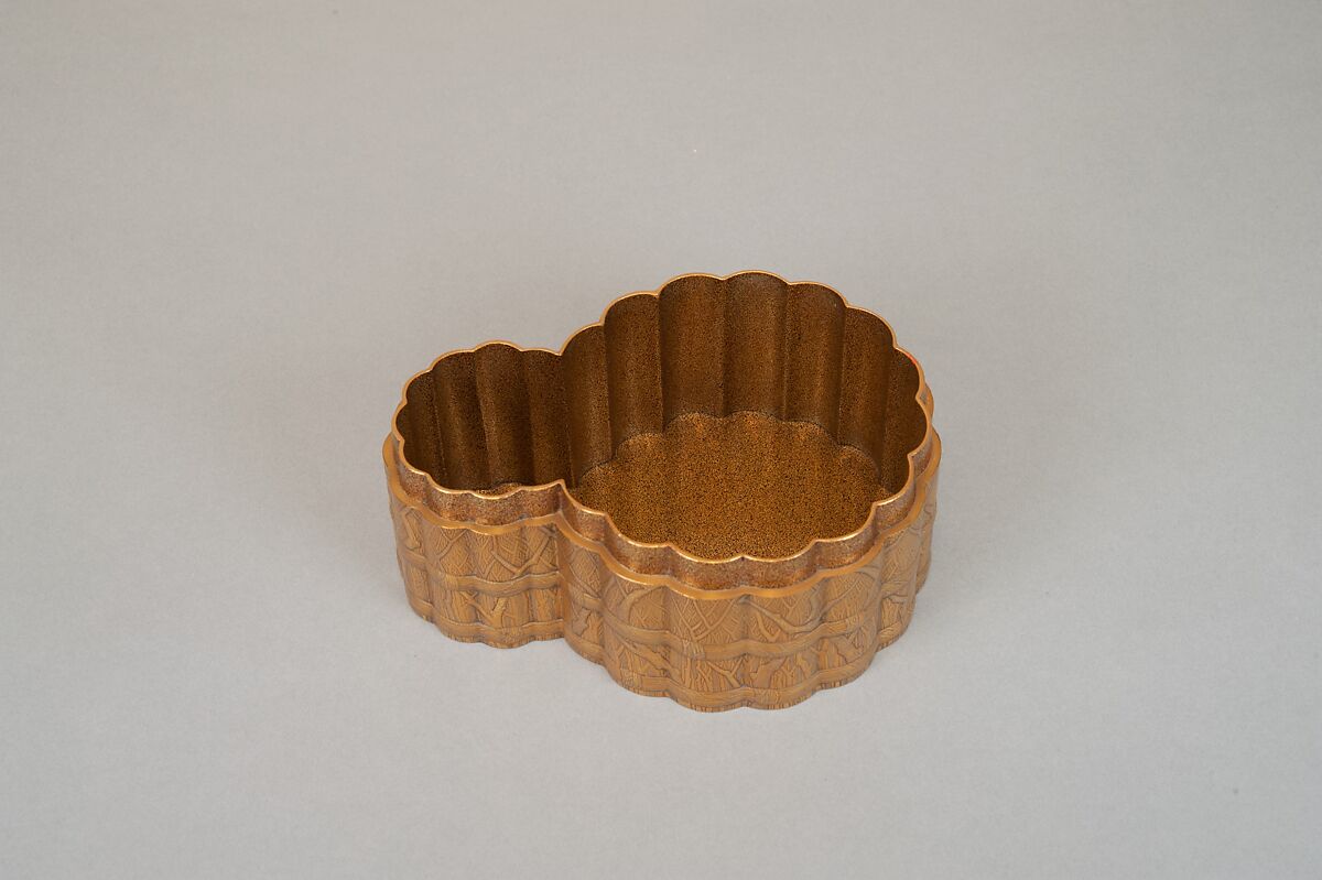 Incense Box with Design of Landscape in Spring (Side: Fagots with Cords), Gold and silver maki-e on gold lacquer, Japan