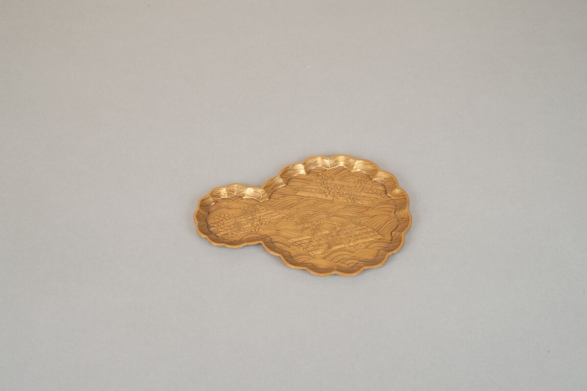 Incense Box with Design of Landscape in Spring (Side: Fagots with Cords), Gold and silver maki-e on gold lacquer, Japan