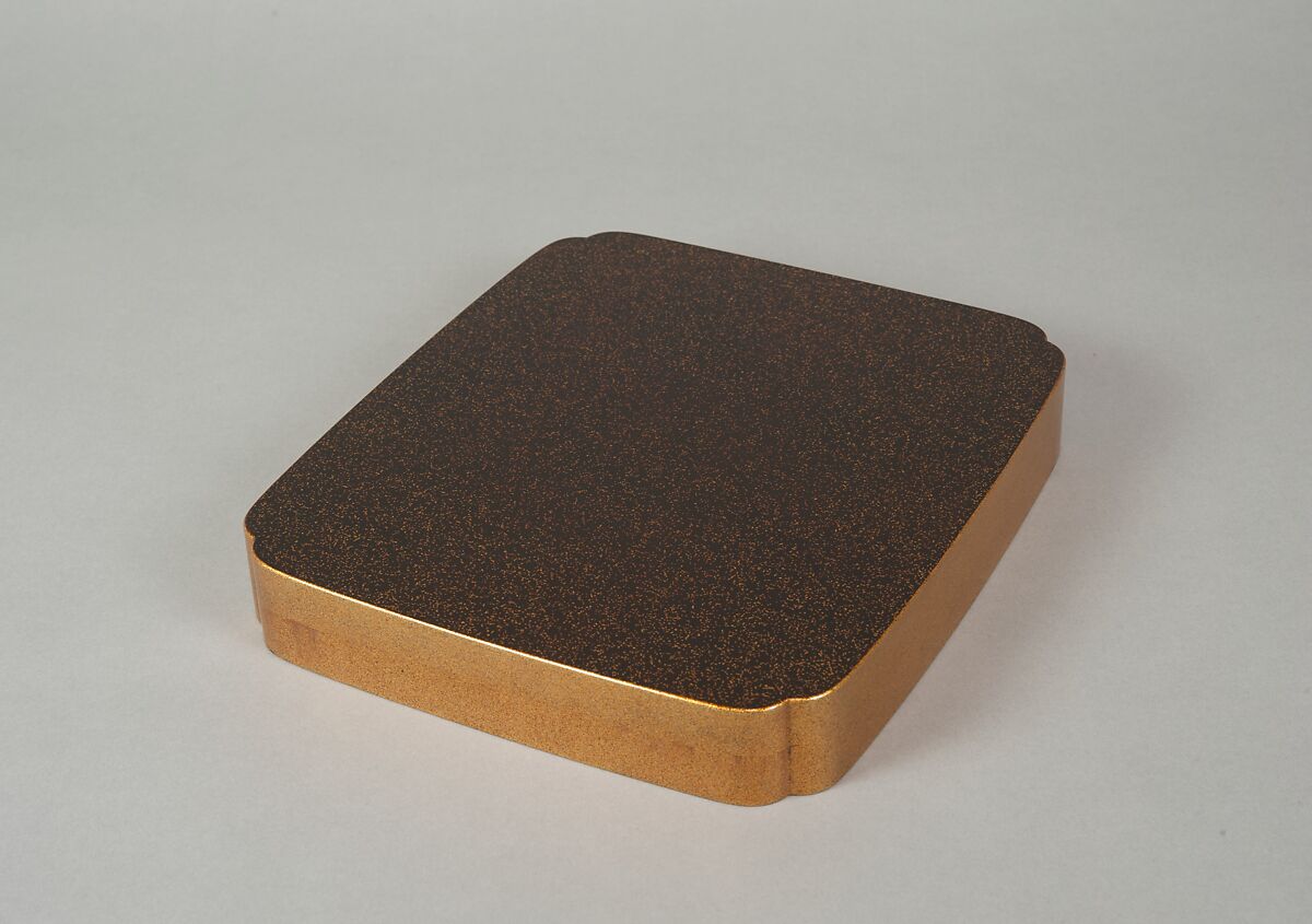 Writing Box with Design of Elderly Couple under Pine from the Noh Play Takasago, Gold maki-e with colored lacquer on black lacquer, Japan