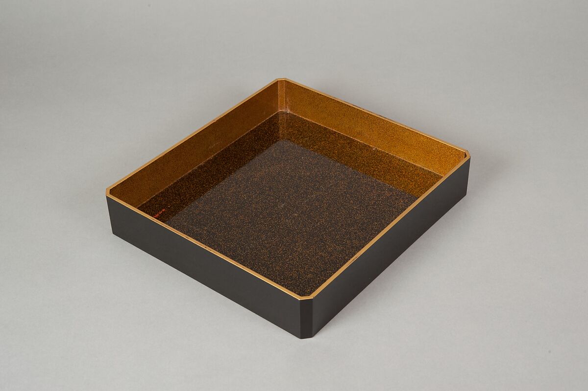 Writing Box with Design of Bird in Flight and a Stream, Tatsuke Takanori (1757–1833), Gold and silver maki-e with colored lacquer on black lacquer, Japan