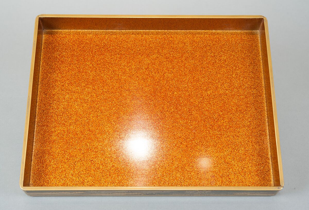 Box for Incense Utensils with Cherry Blossoms in a Landscape, Gold and silver maki-e and kirikane on black lacquer ground, Japan